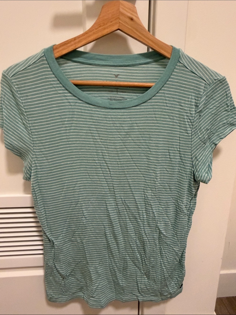 American Eagle Outfitters Mint Green & White Striped Short Sleeve Tee